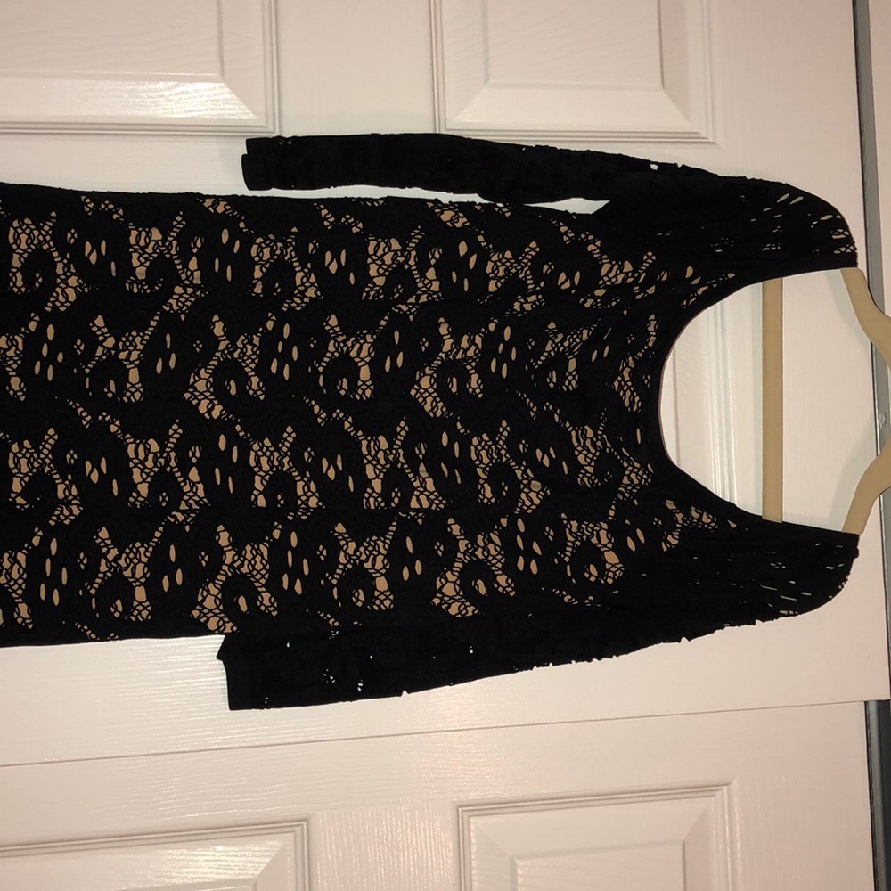 Black and nude mesh dress